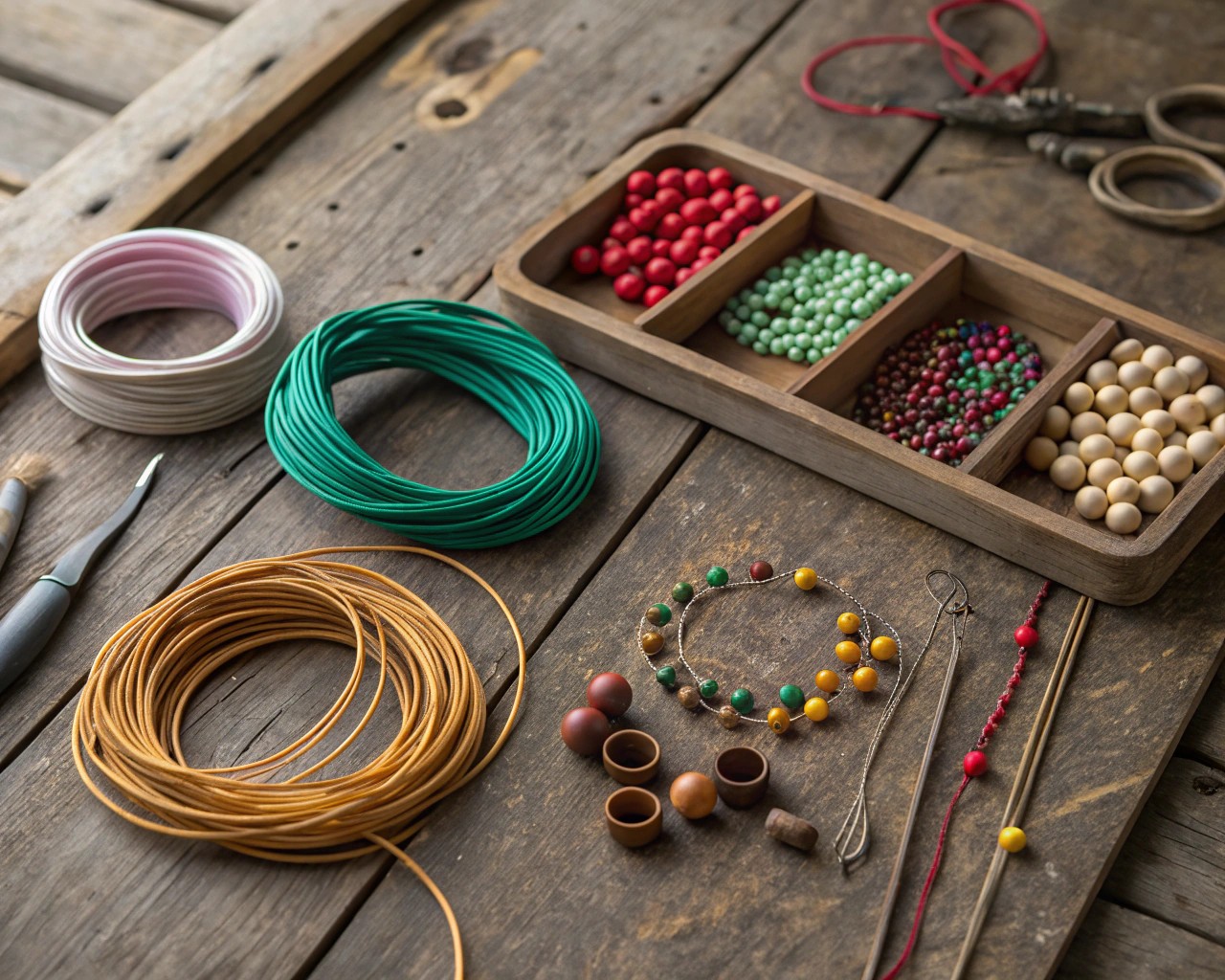 Essential materials for crafting a Greek goddess headband include wires and base components.