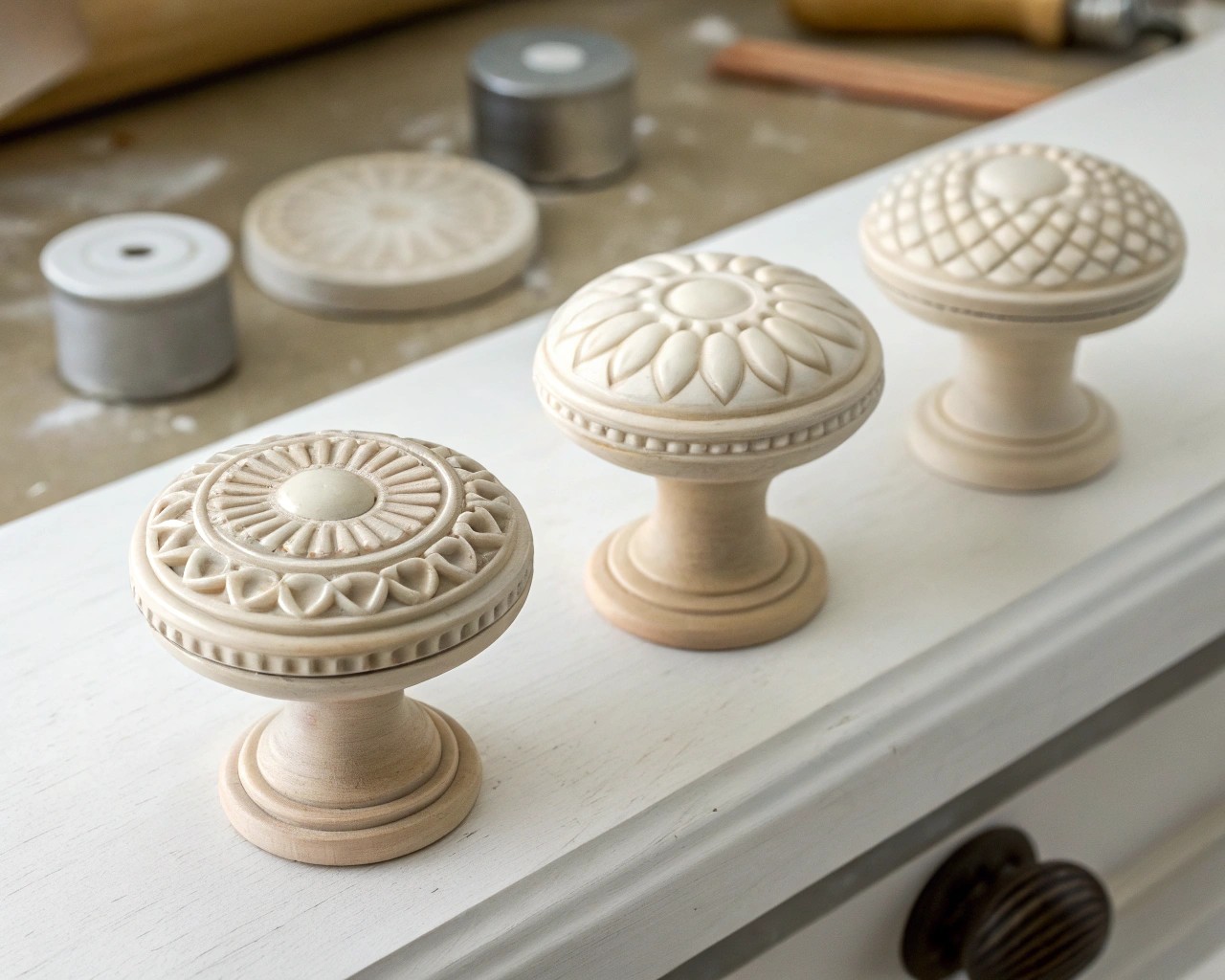 Finishing techniques like sanding and sealing enhance the durability and beauty of clay knobs.
