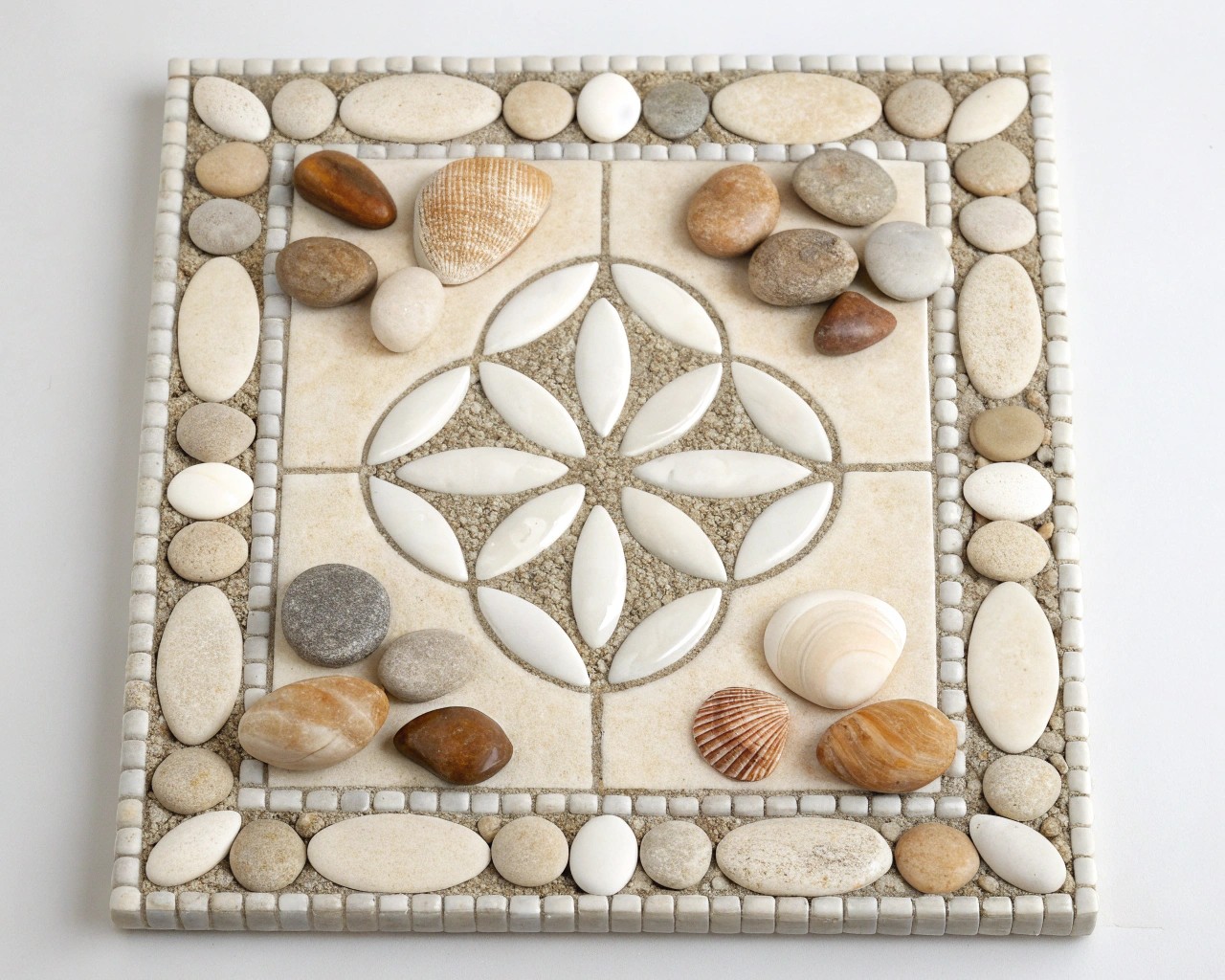 Mosaic borders provide timeless elegance and visual definition for any planter.